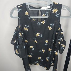 Black Off the Shoulder Sunflower Shirt